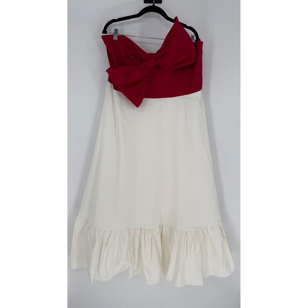 ANTHROPOLOGIE HUTCH COLOR BLOCK CREAM RED BOW‎ MAXI DRESS NWT 22W - Picture 2 of 12